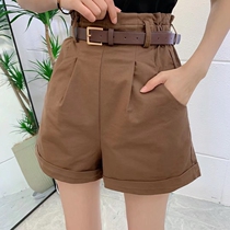 High-waisted shorts womens 2021 Autumn New slim flanged wide leg pants Joker casual pants womens pants