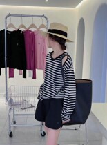 Tencel fine goat sweatshirt woman 2022 Summer thin foreign air dew shoulder embroidery T letters long sleeve T-shirt sunscreen