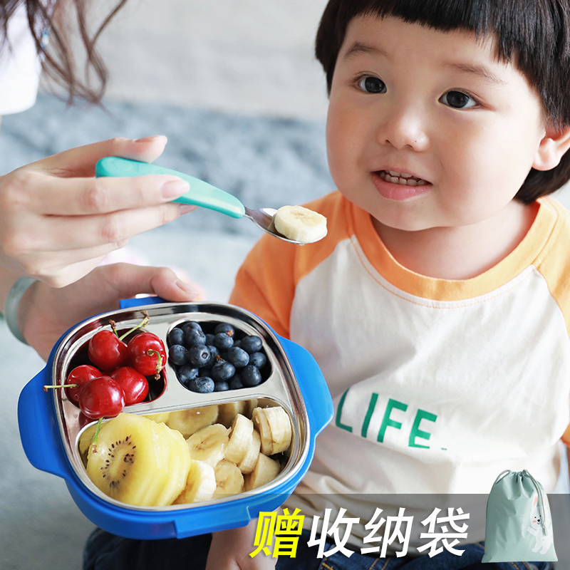 Oak Rabbit Rabbit Octoto Insulated Lunch Box Baby Dinner Plate Children Cutlery Cutlery Trays Baby Bowls Spoon Suit Out-Taobao