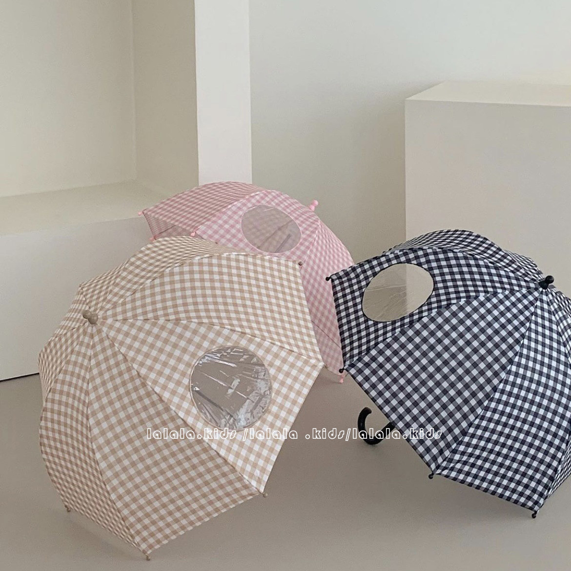 Korean children's clothing non-purchasing ins with the same paragraph children's boys and girls tide all-match retro plaid transparent sunshade umbrella