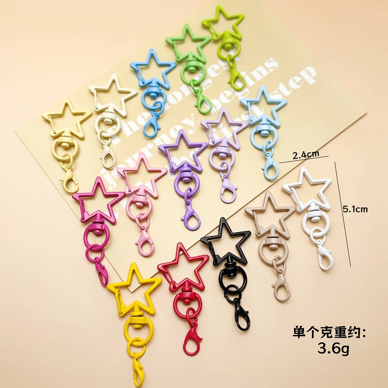 Colorful Alloy Five-Pointed Star Keychain DIY Painted Star Lobster Clasp Bead Pendant Accessories Colorful Alloy Five-Pointed Star Keychain DIY Painted Star Lobster Clasp Bead Pendant Accessories