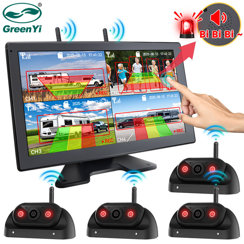 10inch Wireless Wifi Touch Monitor Dvr Recording 4-Way Infrared Camera for Truck Bus Rv