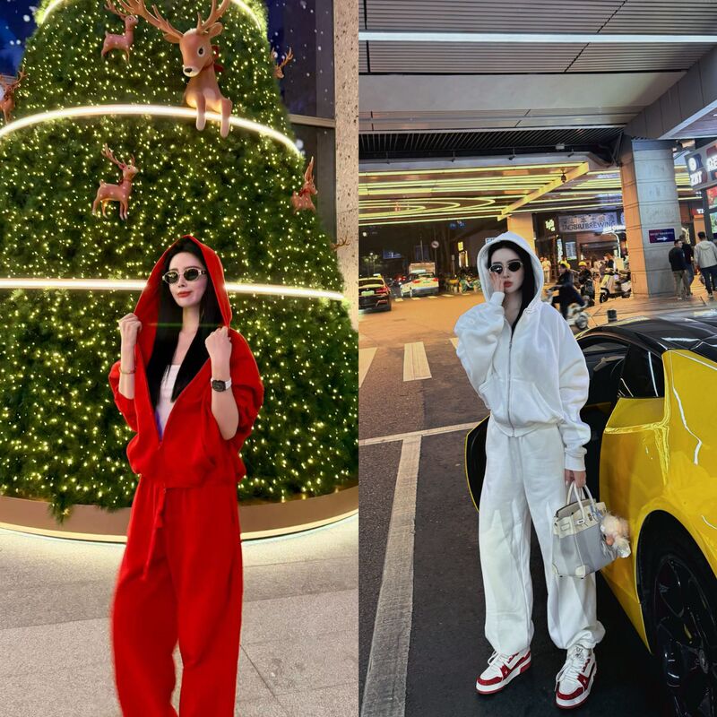 Lele Home【Red Hot】Korean-Style Loose Fashion Set, Casual and Stylish, Age-Reducing, High-End Red Outfit Lele Home【Red Hot】Korean-Style Loose Fashion Set, Casual and Stylish, Age-Reducing, High-End Red Outfit