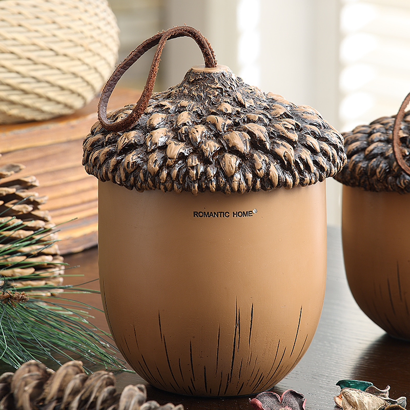 American-Style Acorn Lid Desktop Storage Box, Simple Storage Jar, Decorative Ornament, Coffee Table Organizer, Cute Miscellaneous Storage Jar