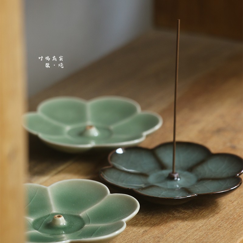 Longquan celadon high-end incense cut ceramic travel venant indoor sandalwood agarwood porous thread incense plate