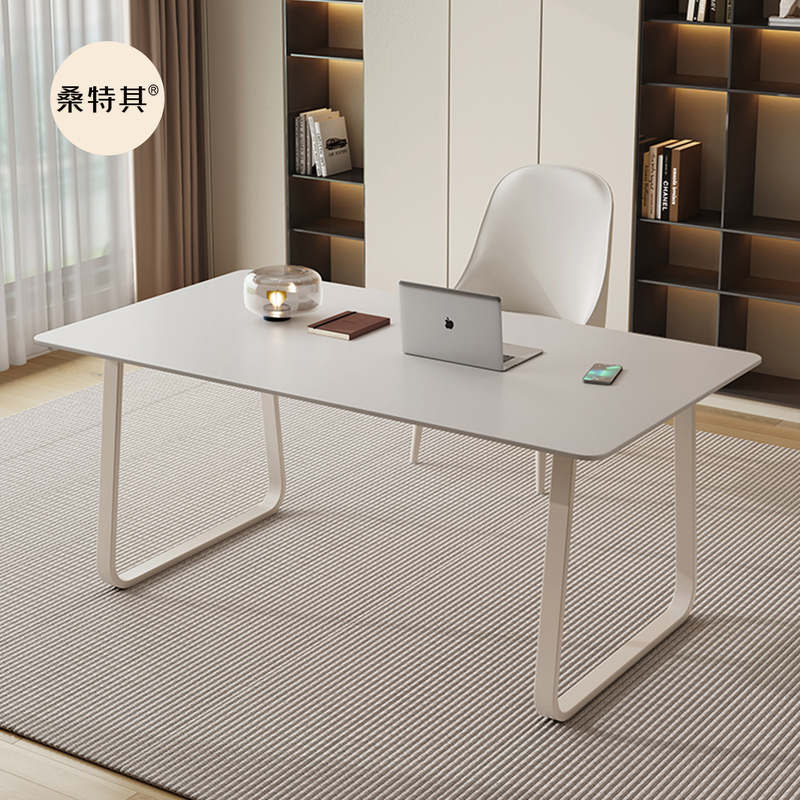 Cream-Style Desk for Students, Small Pure White Slate Desktop Computer Desk, Office Desk, Modern Simple Rectangular Shape