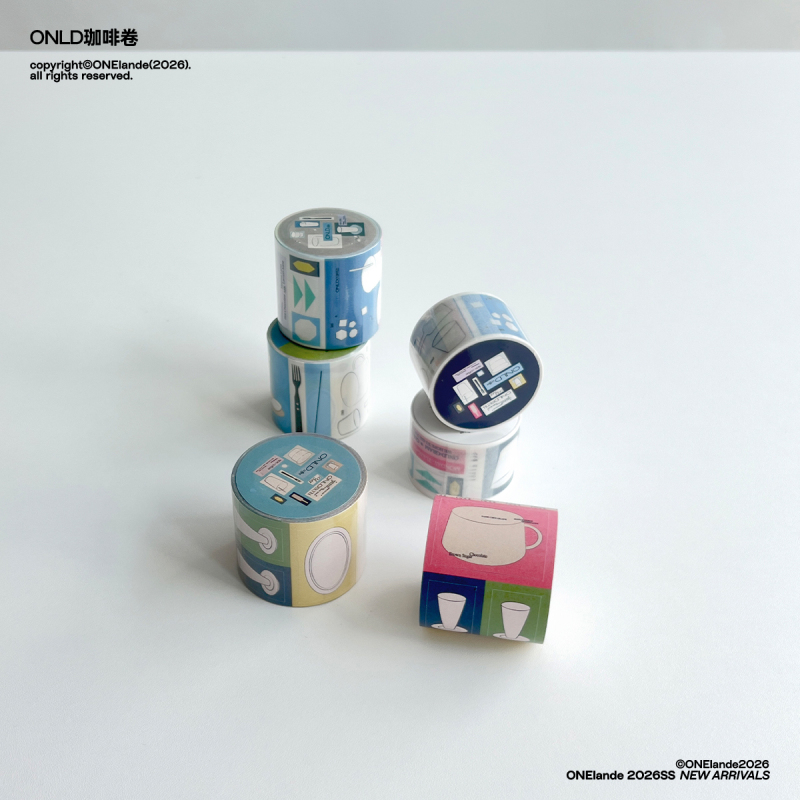Onelande2026Ss! Onld Coffee Roll Series Washi Tape Sulfuric Acid Paper Roll Writing Paper Sticker Roll