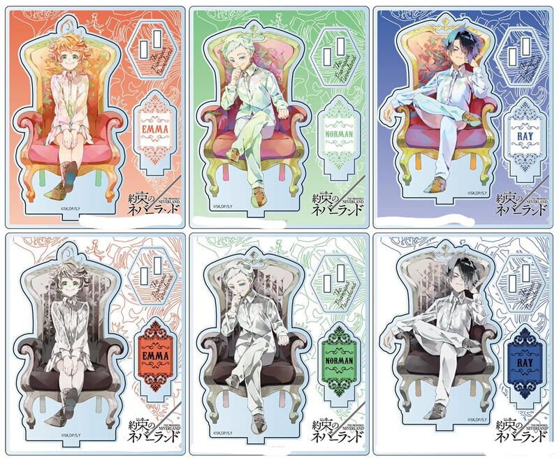 The Promised Neverland Merchandise: Emma, Norman, Ray, Gilda, Nat, Anna, Golden Chair Standee Exhibition