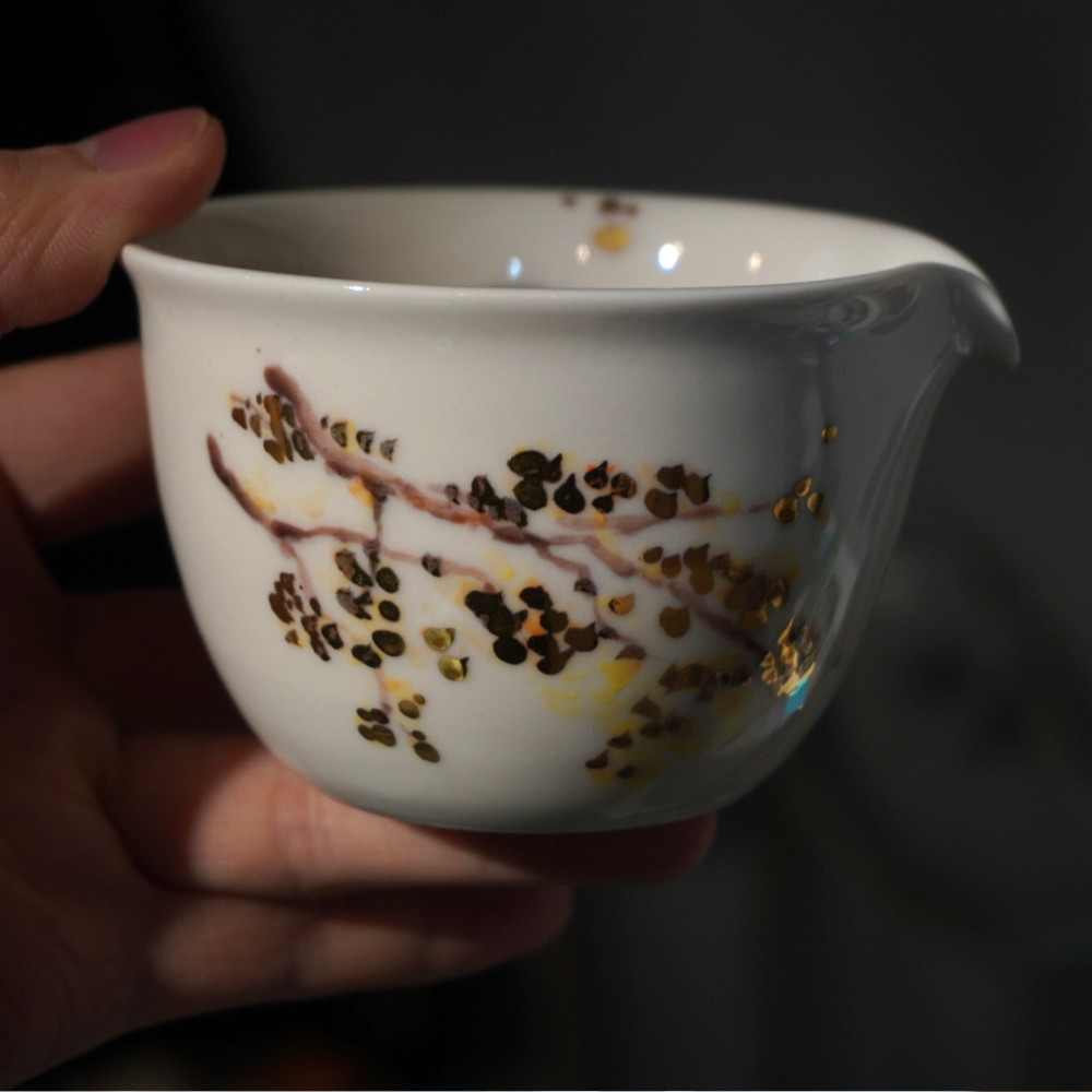 Jingdezhen handmade pottery Porcelain glazed under color glaze painted gold drawing fair cup tea set tea Tea track Sub-tea