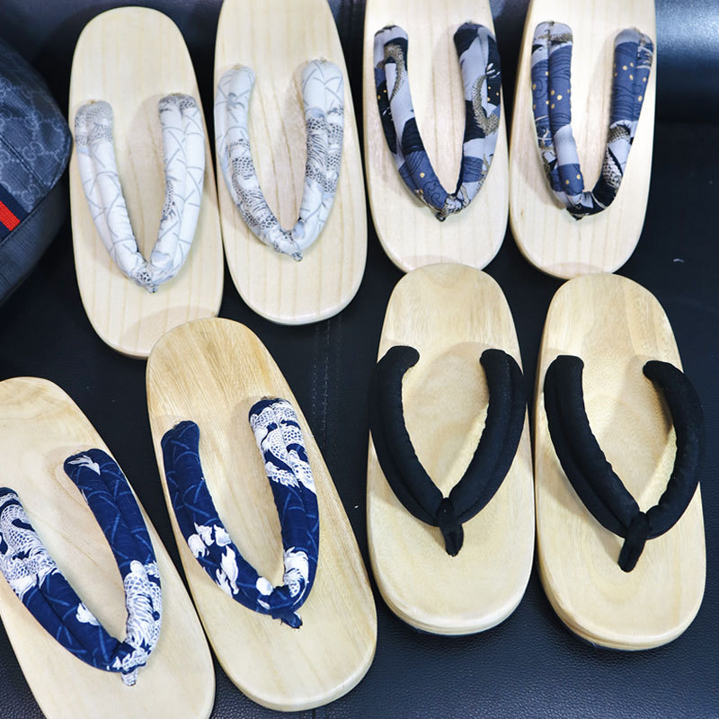 Japanese-Style Wooden Slippers Men's Flip-Flops Chinese Style Wooden Clogs Japanese Style 2021 Black Breathable Summer Daily Wear