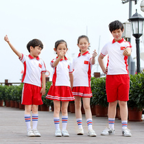 Boys cotton blue white bar sports shorts school uniform girls red short culottes June 1 kindergarten performance Garden clothes