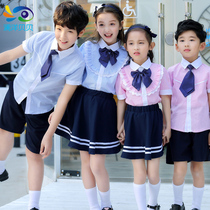 Primary and middle school students Yinglun school uniforms summer clothing aristocratic kindergarten garden clothes shirts pure cotton suit men and womens children class summer