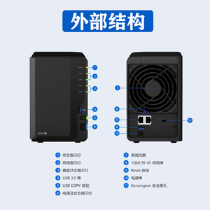 Synology群晖nas存储DS220+网络存储服务器2盘nas共享备份存储阵列异地搭配希捷10T 12T企业级硬盘大容量存储