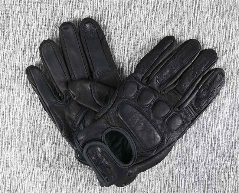 Găng tay da xe máy retro nam cảm ứng màn hình cảm ứng Harley cưỡi đầu máy đầy đủ ngón tay găng tay chống mòn găng tay chống rơi - Xe máy Rider thiết bị găng tay xe máy mùa đông