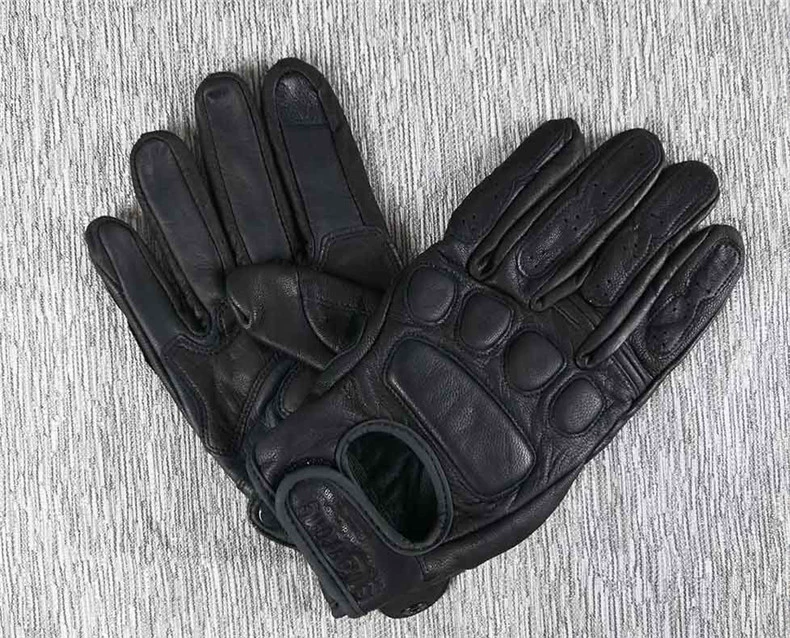 Găng tay da xe máy retro nam cảm ứng màn hình cảm ứng Harley cưỡi đầu máy đầy đủ ngón tay găng tay chống mòn găng tay chống rơi - Xe máy Rider thiết bị