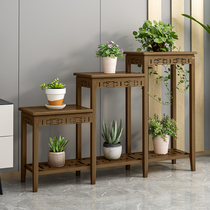 Green Loola Shelf Living-room Balcony Multilayer Shelving Wood Floor Type Indoor Gondola Flower Pot Rack Multimeat Flower Table