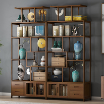 Bogu frame bamboo solid wood New Chinese multi-treasure cabinet tea display case Antique Small Pendulum cabinet Tea shelve tea room