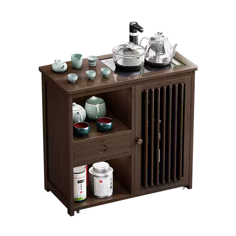 茶櫃 可移動現代簡約茶水櫃竹製雅韻電器茶桌辦公室一體式