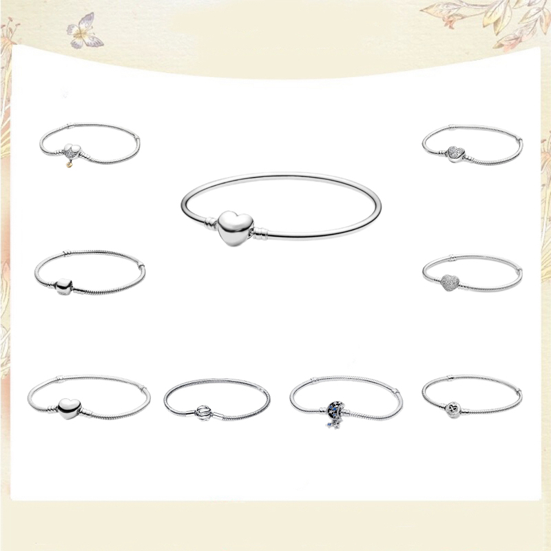 Heart-Shaped Rose Crown T-Shaped Buckle Snake Bone Chain Plain Chain Bracelet Can Be Diyed, Fashionable and Versatile, a Gift for Your Girlfriend