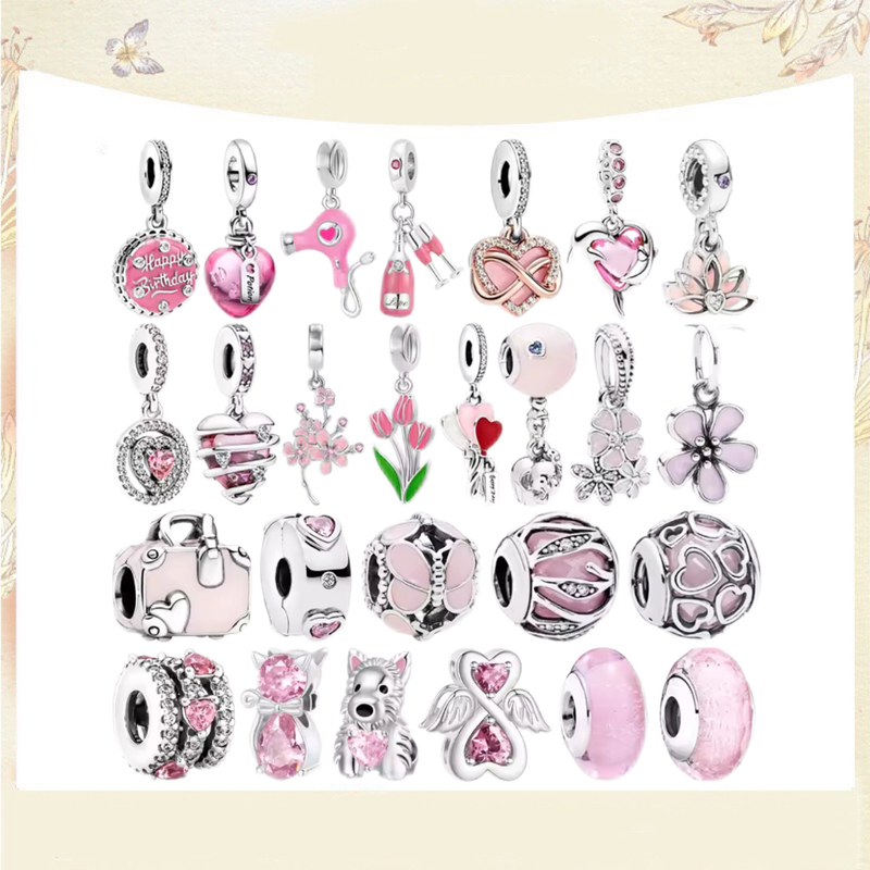 Pink Series Love Confession Lollipop Cherry Blossom Daisy Heart-Shaped Charm Pendant Beaded DIY Bracelet Accessories Pink Series Love Confession Lollipop Cherry Blossom Daisy Heart-Shaped Charm Pendant Beaded DIY Bracelet Accessories