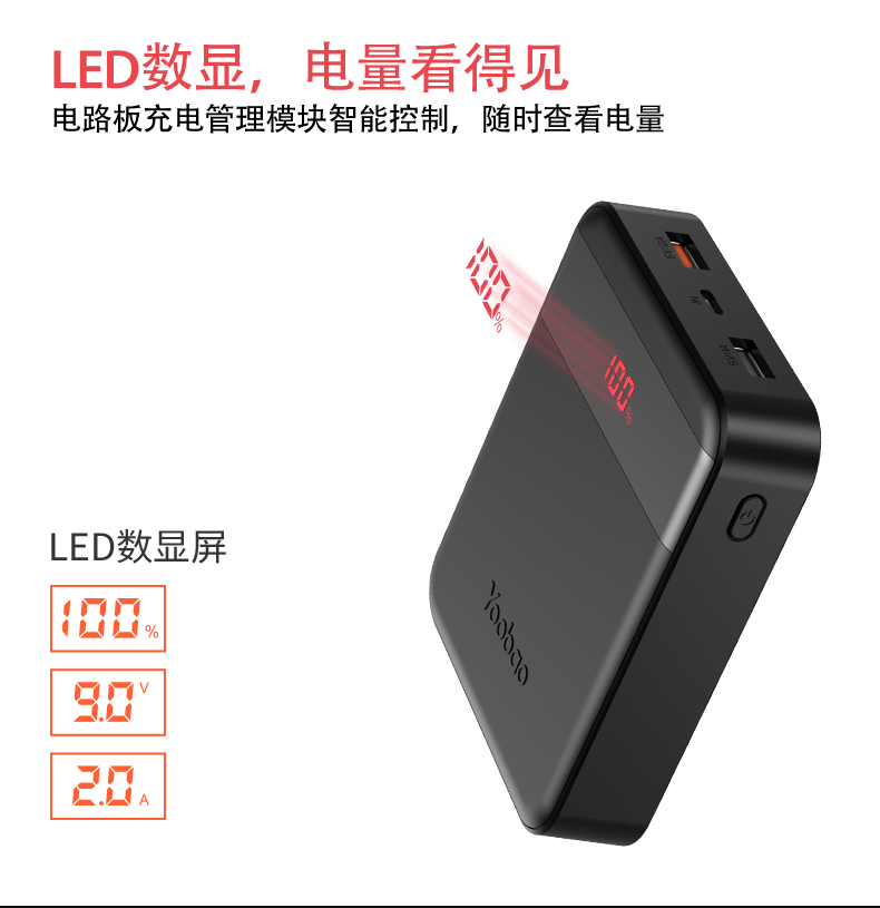 Yoobao Yubo s10q Hiển thị kỹ thuật số sạc nhanh sạc kho báu 10000 mAh điện thoại di động phổ công suất lớn xách tay nhỏ gọn nhỏ 10,000 máy bay có thể mang lại kép usb rush điện điện thoại di động