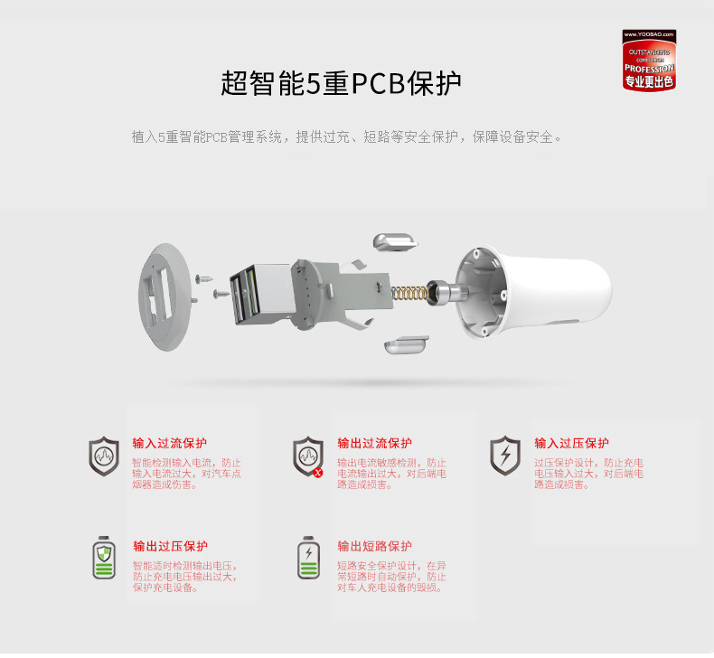 yoobao Yu Bo yb-205 usb sạc xe bật lửa một cho hai mini-xe điện thoại màu đỏ thông minh tablet Mini đèn flash đa chức năng sạc xe thông minh nhanh phí cước xe - Phụ kiện điện thoại trong ô tô kẹp điện thoại oto