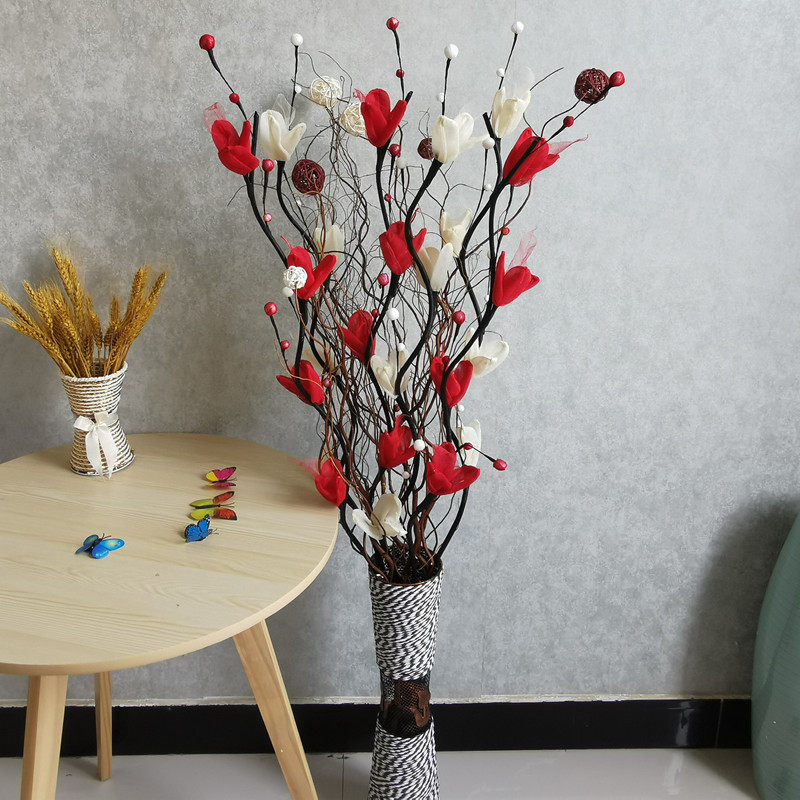 Simulated leaf vein dried flower bouquet living room floor decoration indoor porch large decorative flower fake flower decoration immortal flower