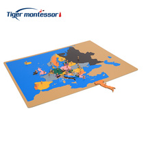 (Tiger Everyday) Montessori teaching aids European and American standard early education European map puzzle toy