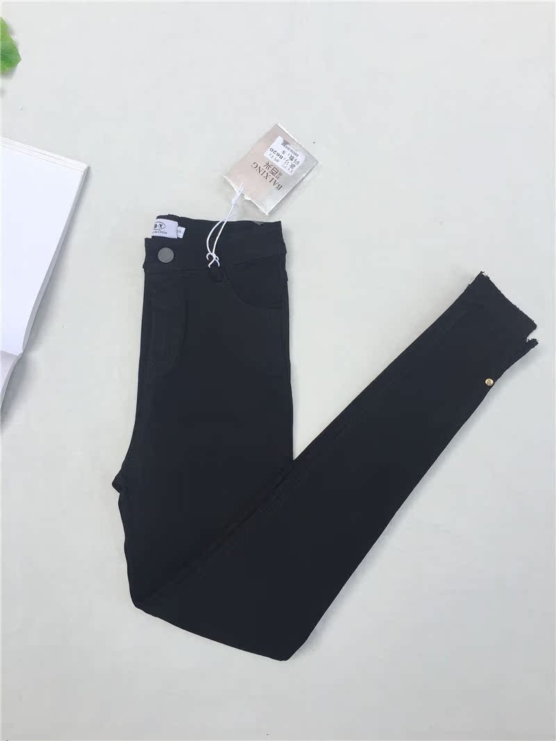 Baixing 2018 Mùa xuân và mùa thu Quần mới Bàn chân Tách chân Quần màu đen Mặc quần legging Quần dài cho nữ quần áo bộ thu đông nữ đẹp