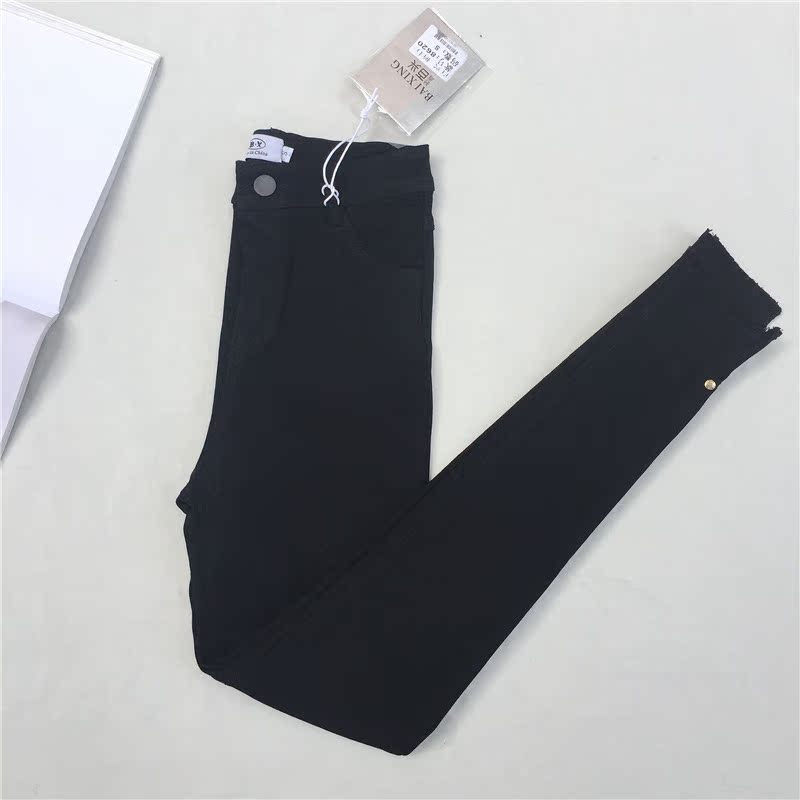 Baixing 2018 Mùa xuân và mùa thu Quần mới Bàn chân Tách chân Quần màu đen Mặc quần legging Quần dài cho nữ quần áo bộ thu đông nữ đẹp