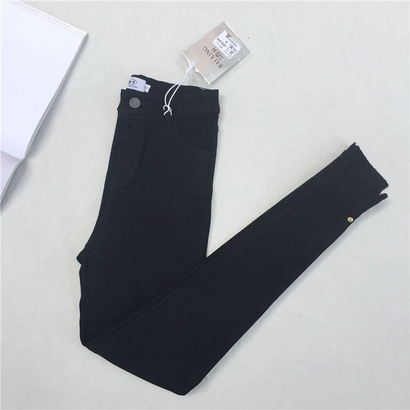 Baixing 2018 Mùa xuân và mùa thu Quần mới Bàn chân Tách chân Quần màu đen Mặc quần legging Quần dài cho nữ quần áo tập gym nữ