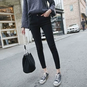 Quần lọt khe 2018 thu đông mới học sinh quần legging cạp cao nữ chân quần chín quần đen trắng nữ