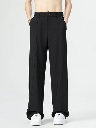 Корейские шелковые штаны для отдыха, стиль, свободный прямой крой, облегающий крой