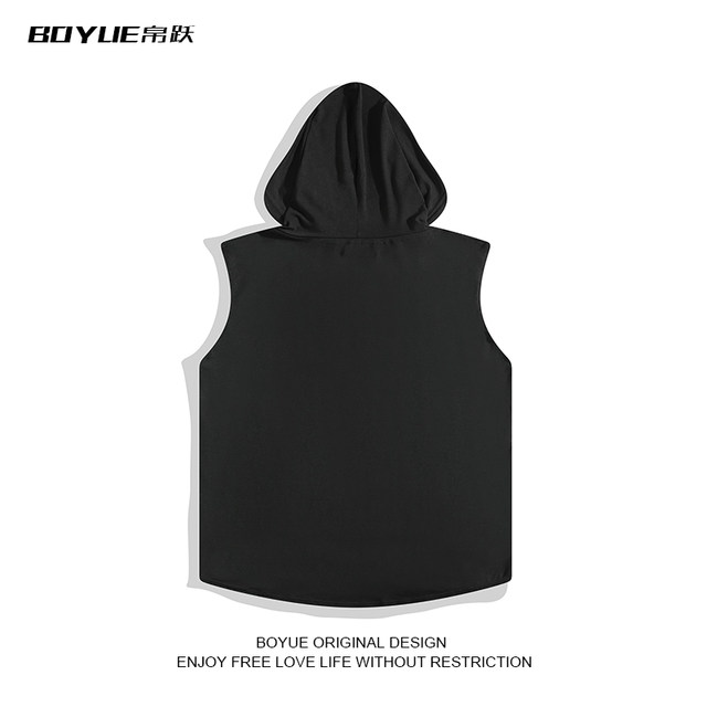 BOYUE ເສື້ອກັນໜາວ hooded sweat vest summer style Japanese sleeveless sports boys simple breathable fitness top