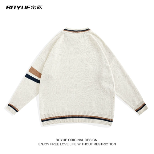 Трикотажный демисезонный свитер для отдыха для влюбленных, круглый воротник