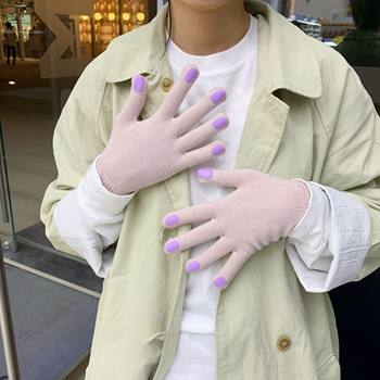 Knitted five-finger warm gloves