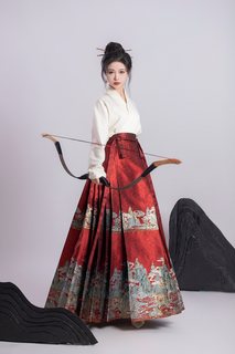 Fifty-five years original Ming-made Hanfu [A Thousand Miles of Rivers and Mountains] improved aircraft sleeve new Chinese-style horse-faced skirt for women's spring and summer daily life