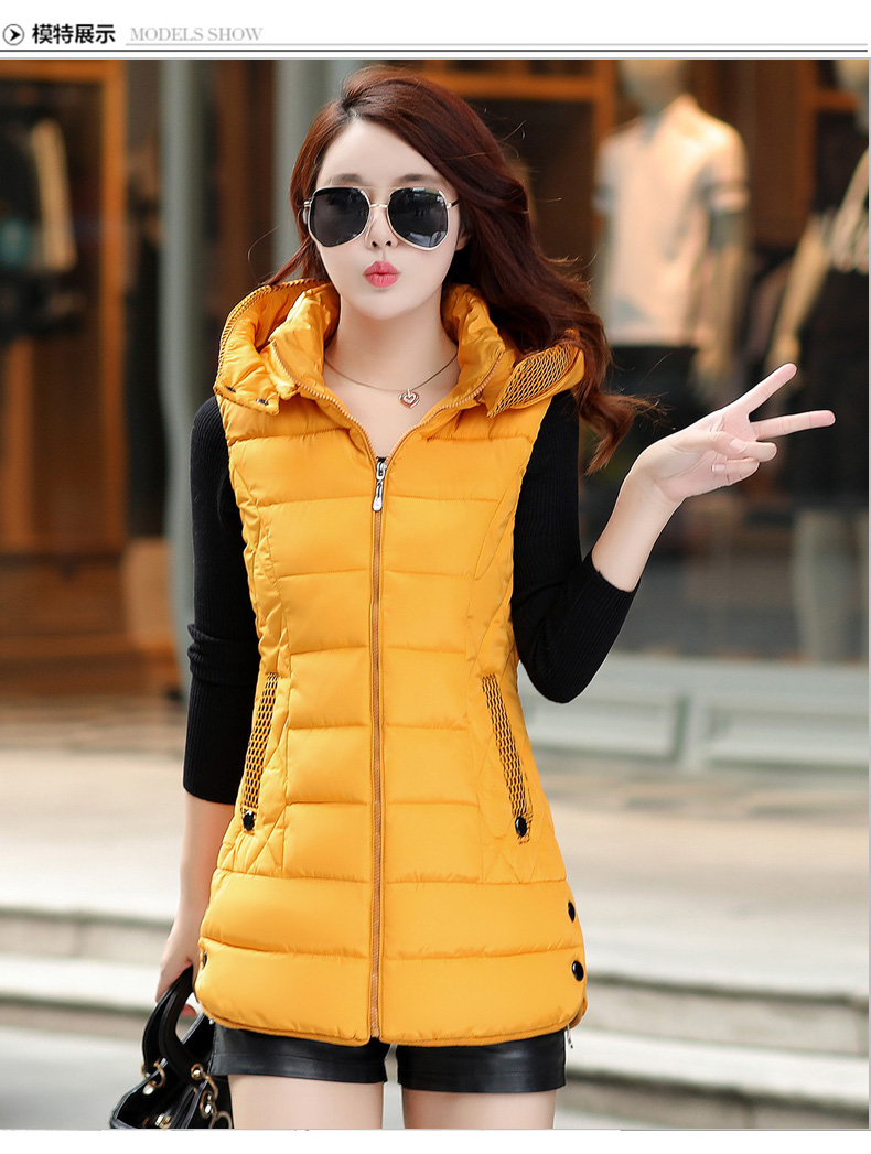 Mùa thu đông dài xuống áo vest cotton nữ 2018 mới size lớn dày trùm đầu thời trang áo vest cotton mỏng áo gile phao