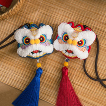 Lion Awakening Peace Talisman Embroidery DIY Material Bag Ancient Style Sachet Carry-On Keychain Car Pendant Finished Gift