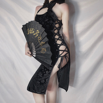 Fairy Meow: slim sexy cheongsam side strap split sex suit uniform seduction pajamas home wear underwear