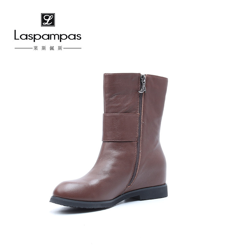 Laspampas Lespace Special Cabinet New Pirito Head Layer Bull Leather Flat-bottomed Chelsea Midcylinder Boots