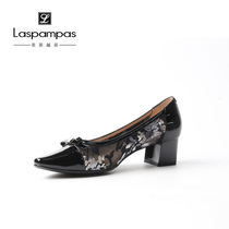 Laspampas lespeth top layer cowhide counter wire mesh high heel fashion commuter single shoes