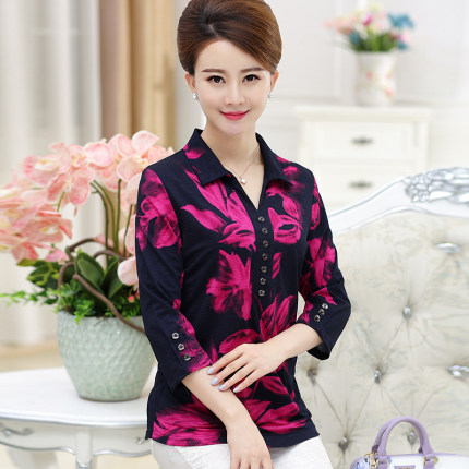 40-50岁女人夏装上衣中老年女装七分袖T恤打