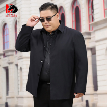 middle aged and elderly men's casual jacket spring and autumn collar button coat fat people plus size Dad top