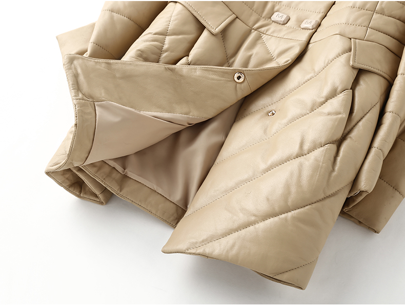 Papo Shiti 2018 thu đông mới Da Hained leather nữ dài phần mền lông cáo lông cừu áo da lộn