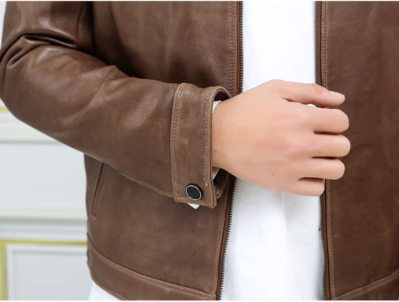 Papo Shidi 2018 Hained leather leather mùa thu và mùa đông mới áo khoác da cừu bóng chày đồng phục nam áo khoác bóng chày
