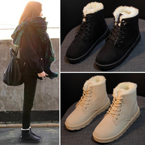 2021 new winter snow boots female short-tube student short boots Korean version of Joker plus velvet warm cotton shoes Martin boots