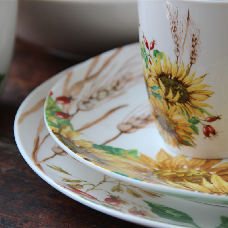 Sunflower American country ceramic tableware dessert dish vegetable plate coffee cup bowl set home net red ins