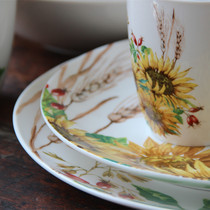Sunflower American Countryside Ceramic Cutlery Dish Sweet Dish Vegetable Dish Coffee Cup Bowls Suit Home Net Red Ins