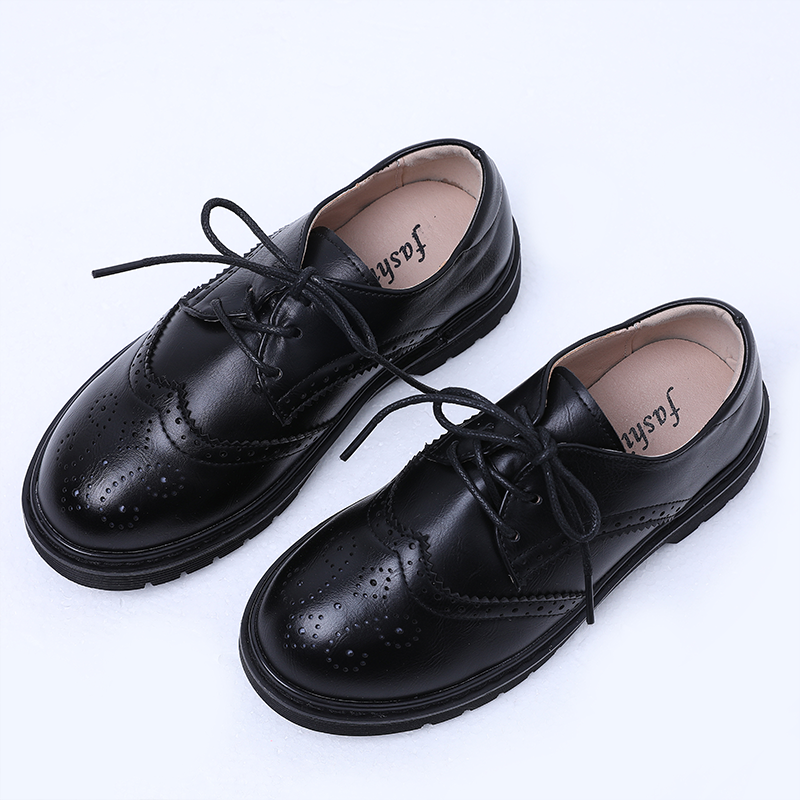 Boys' Leather Shoes 2021 Summer Tide Black Soft Sole Casual Retro Hollow Out British Middle-aged Children's White Show